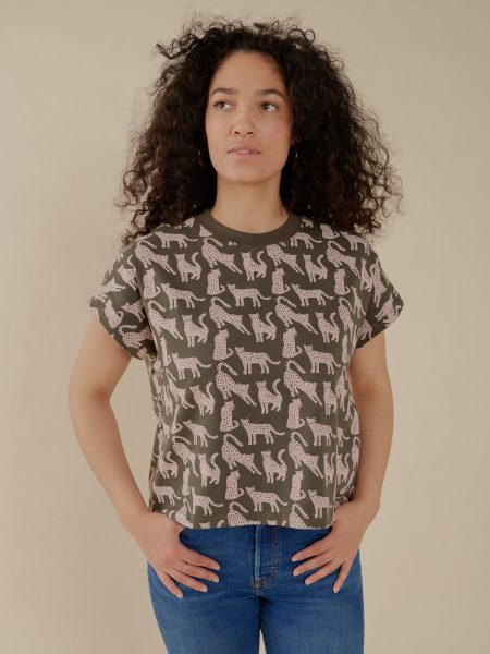 Caitlin Top - Leopard Green