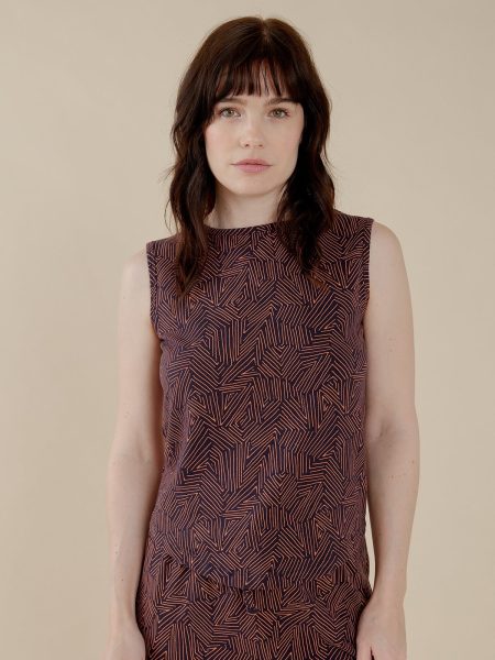 Millie Muscle Tee - Tree Rings Blue