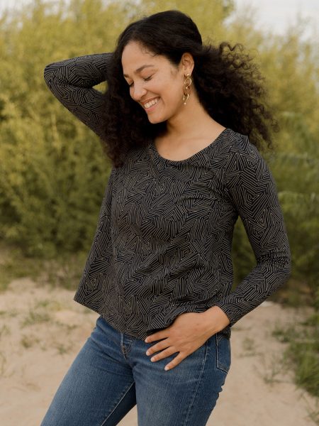 Cozy Day Top - Tree Rings Slate